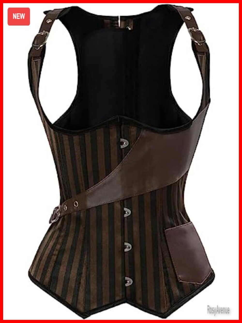 Steampunk Corset Top Faux Leather Bustier Vest Lace Up Waist Training